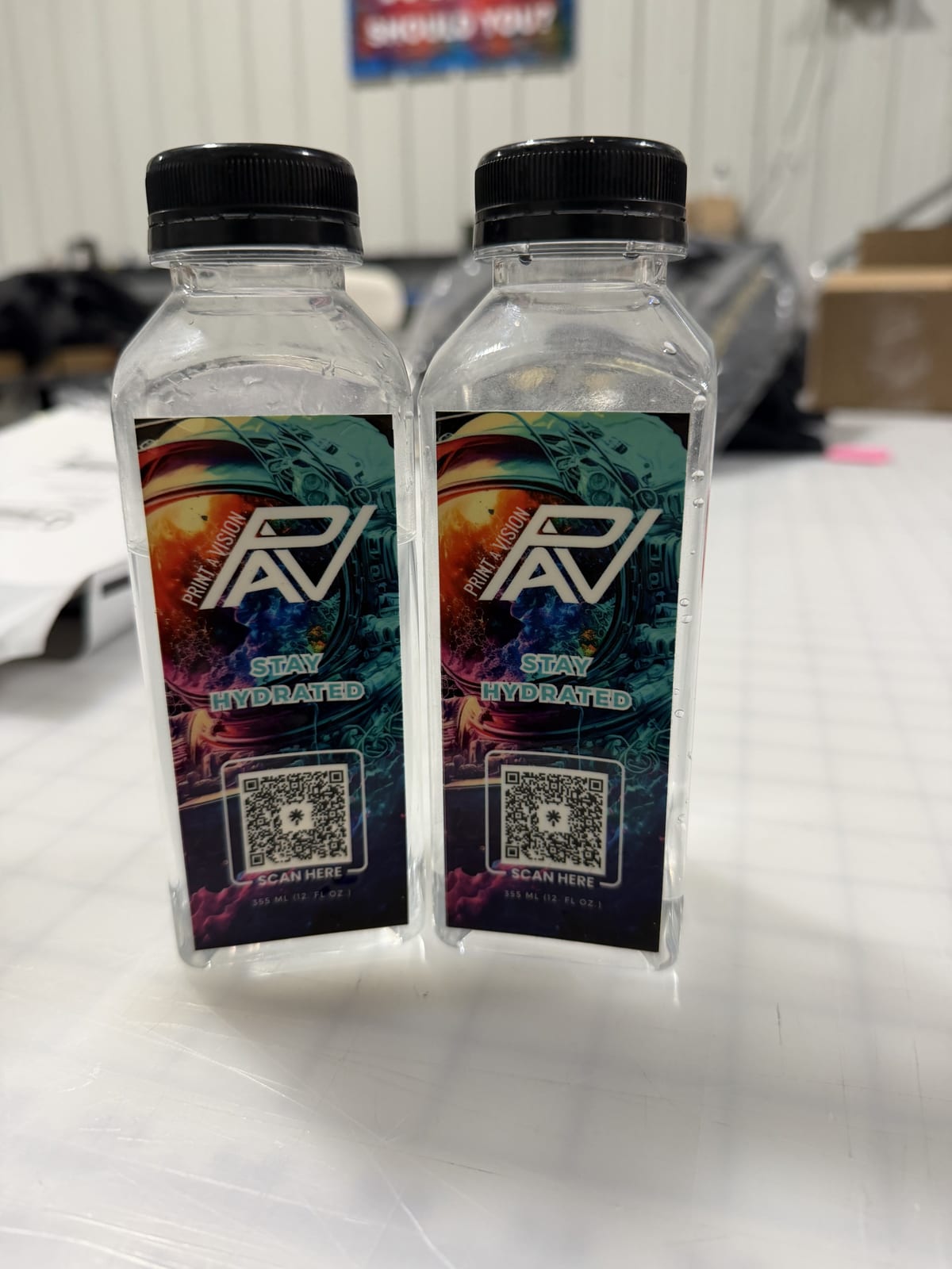 Custom labeled water bottles