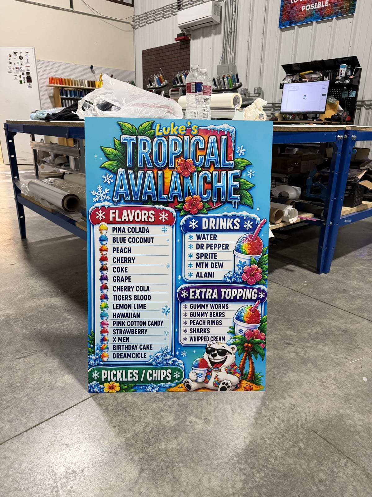 Full-color printed menu board