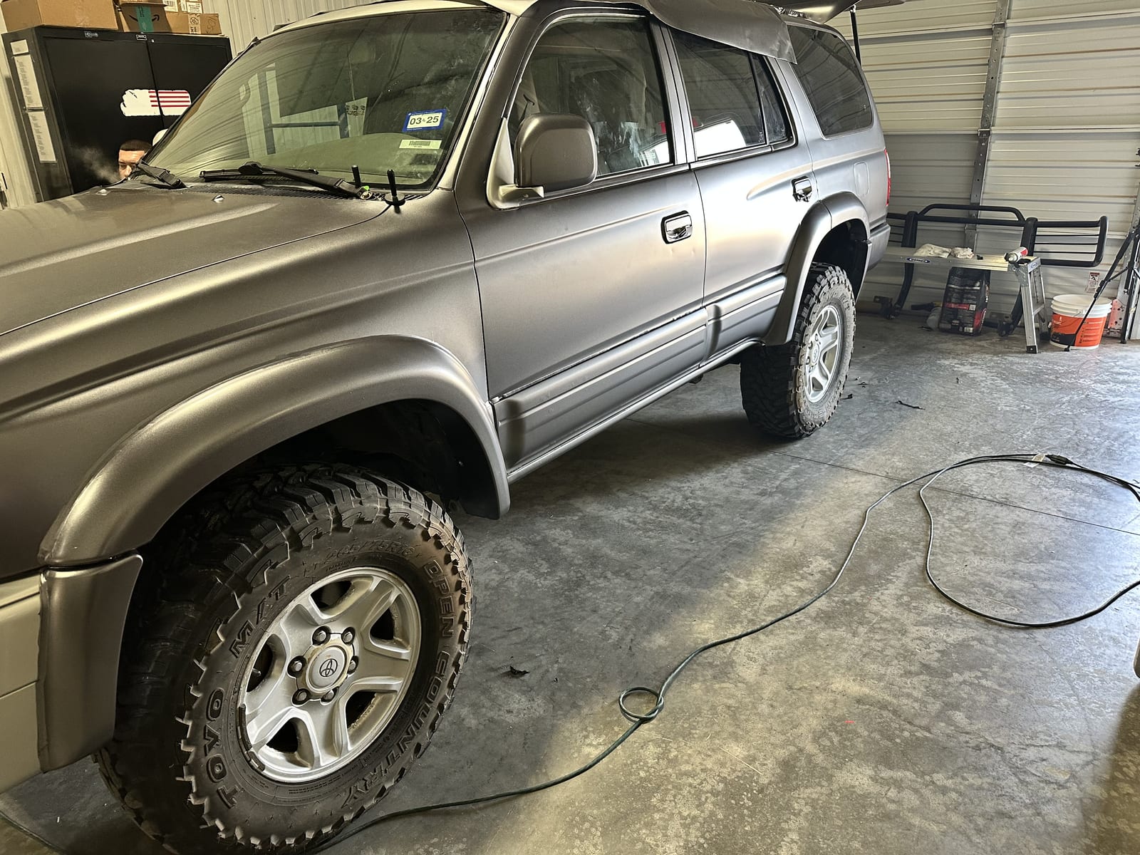 The same 4Runner wrapped in matte gunmetal